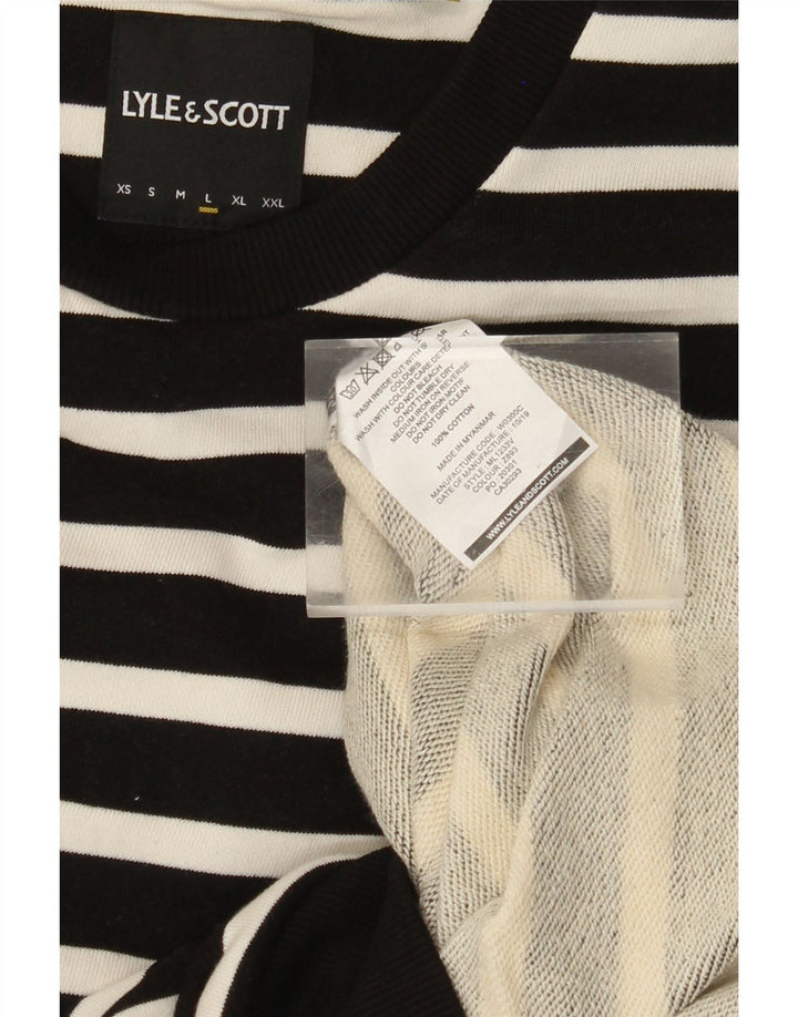 LYLE & SCOTT Herre sweater med rund hals, stor sort stribet bomuld