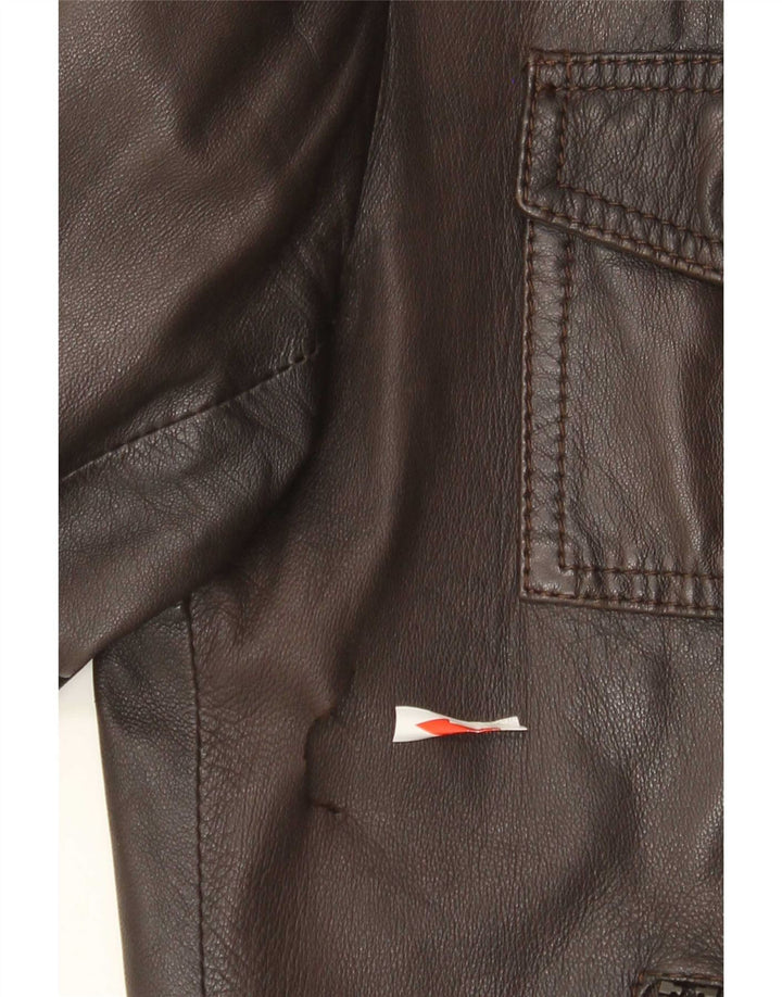 Zen Bomber læderjakke til mænd str. 50 Medium brunt læder