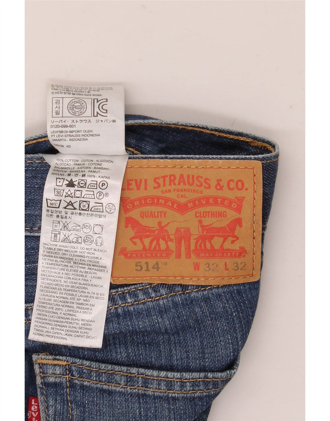 Levi's Herre 514 denimshorts W32 mellemblå bomuld