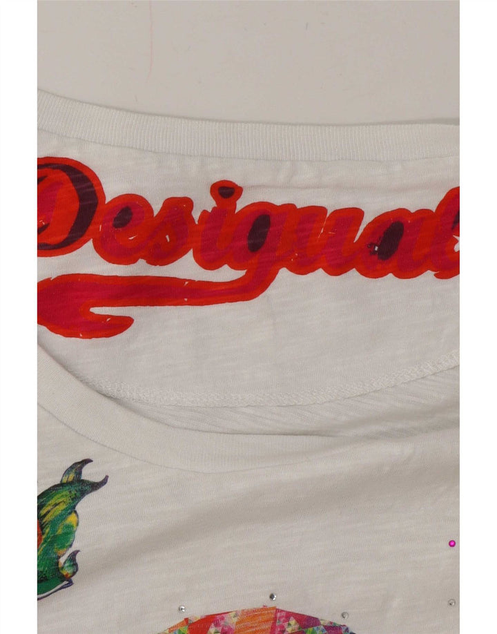 Desigual Dame Grafisk Top Langærmet UK 16 Large White