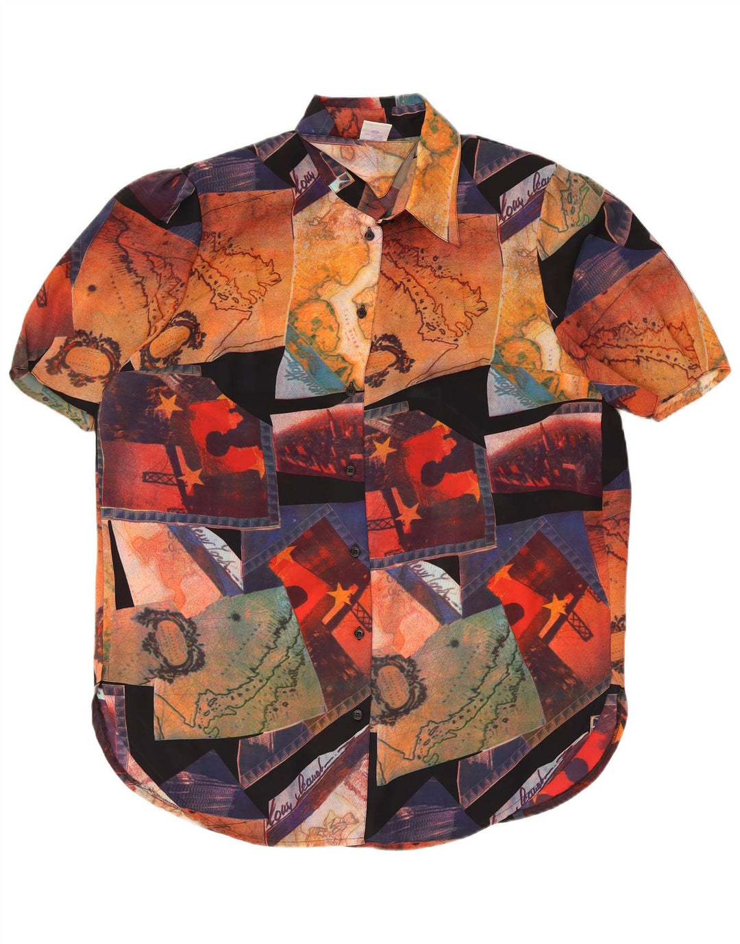 NY HURTIGT Dame Oversized skjortebluse EU 44 XL Flerfarvet Patchwork