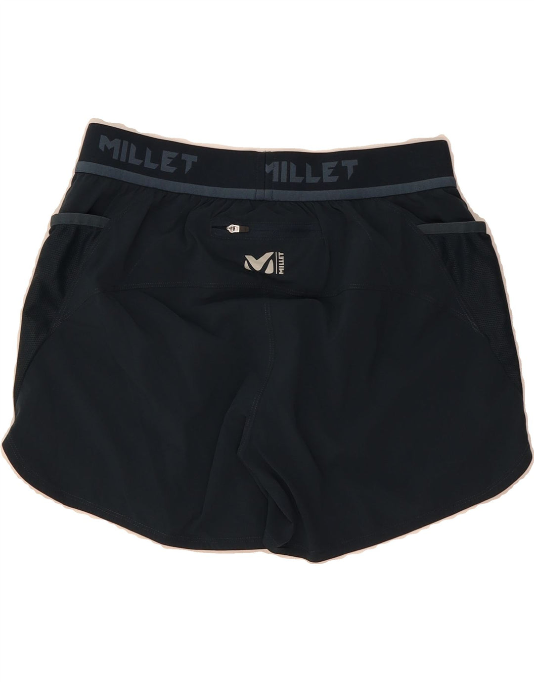 MILLET Womens Graphic Sport Shorts UK 10 Small  Navy Blue Vintage Millet and Second-Hand Millet from Messina Hembry 