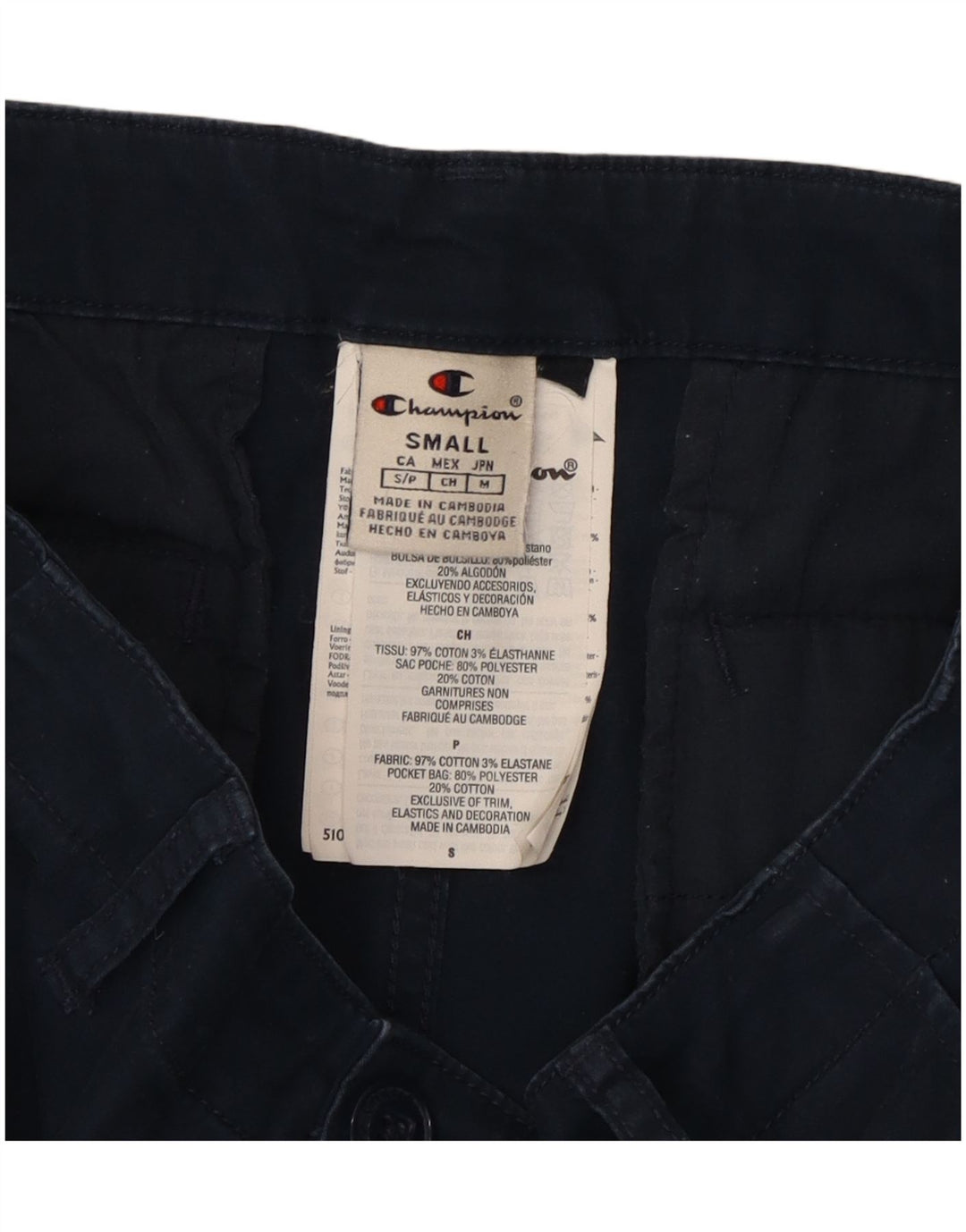 CHAMPION Herre Cargo Shorts Små W28 Marineblå Bomuld