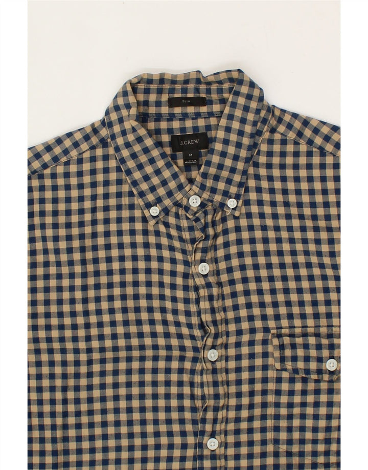 J. CREW Mens Slim Shirt Medium Beige Gingham Cotton Vintage J. Crew and Second-Hand J. Crew from Messina Hembry 