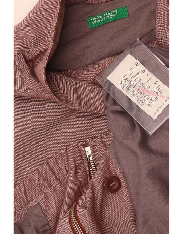 Benetton Herre Bomber Jacket UK 42 XL Brun Bomuld