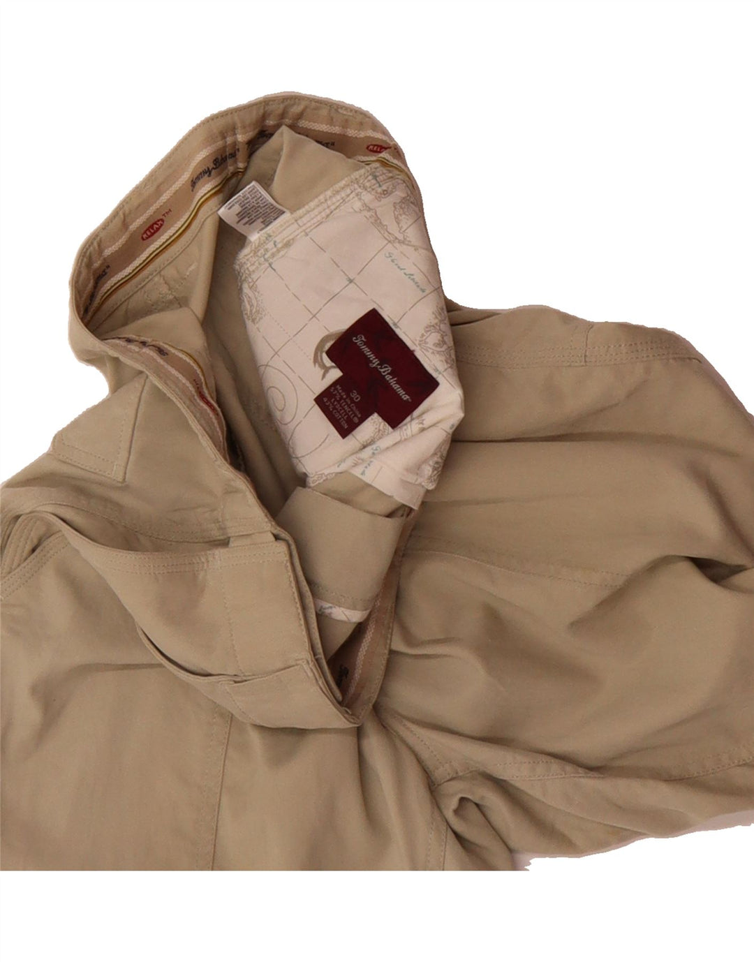 TOMMY BAHAMA Mens Cargo Shorts W30 Medium Beige Lyocell Vintage Tommy Bahama and Second-Hand Tommy Bahama from Messina Hembry 