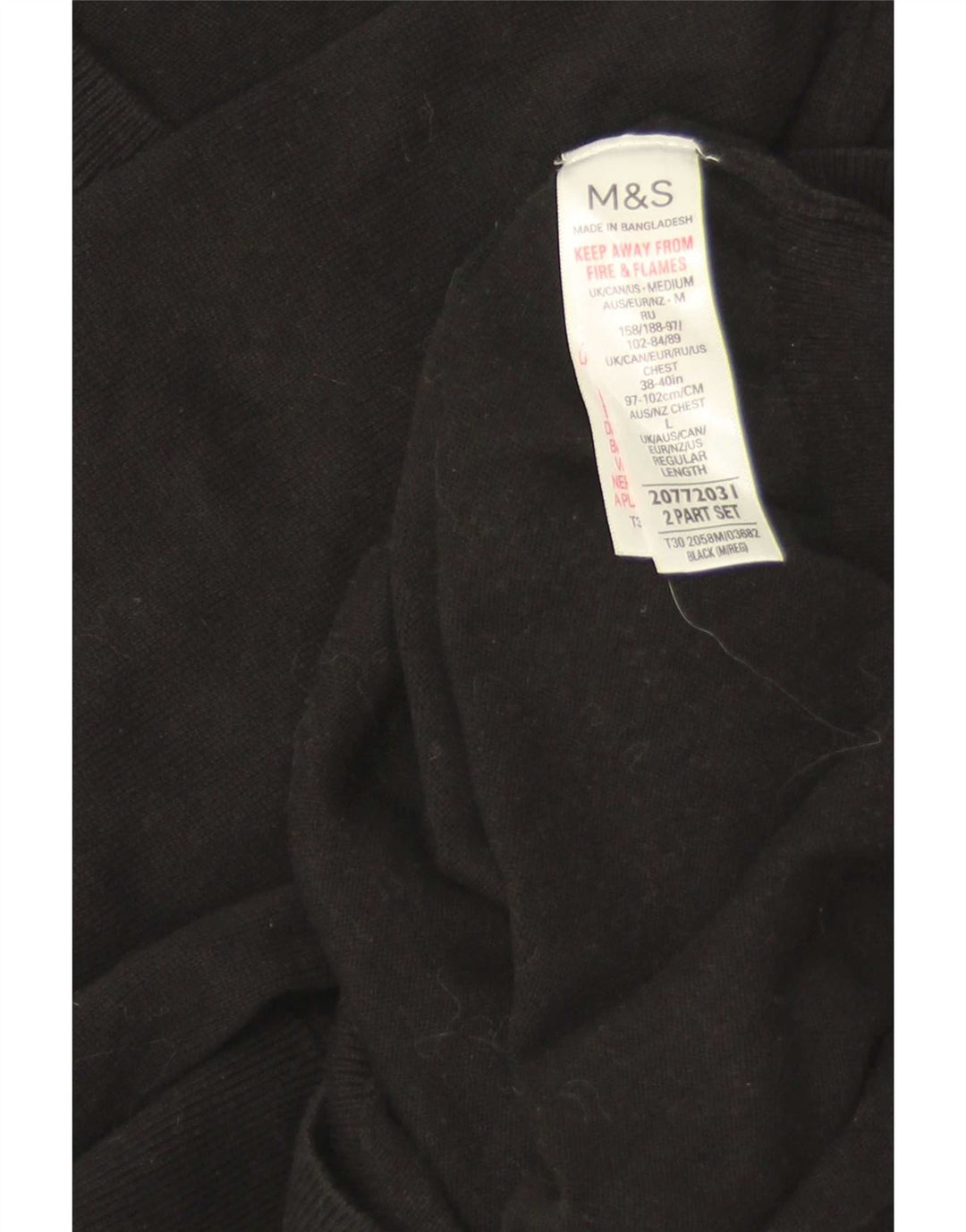 Marks & Spencer Herre V-hals sweater Medium Sort Bomuld