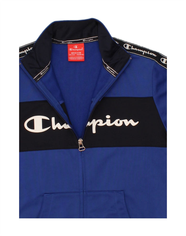 CHAMPION Boys Graphic Tracksuit Top Jacket 9-10 Years Medium Blue Vintage Champion and Second-Hand Champion from Messina Hembry 