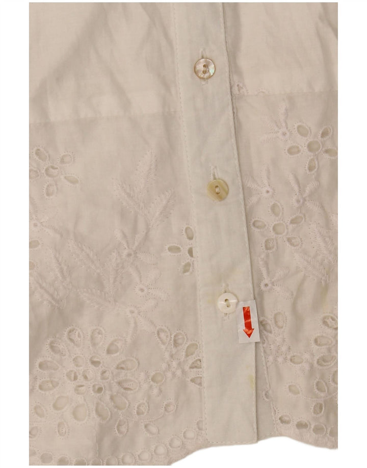 WAREHOUSE Kortærmet skjortebluse til kvinder UK 10 Lille hvid polyester