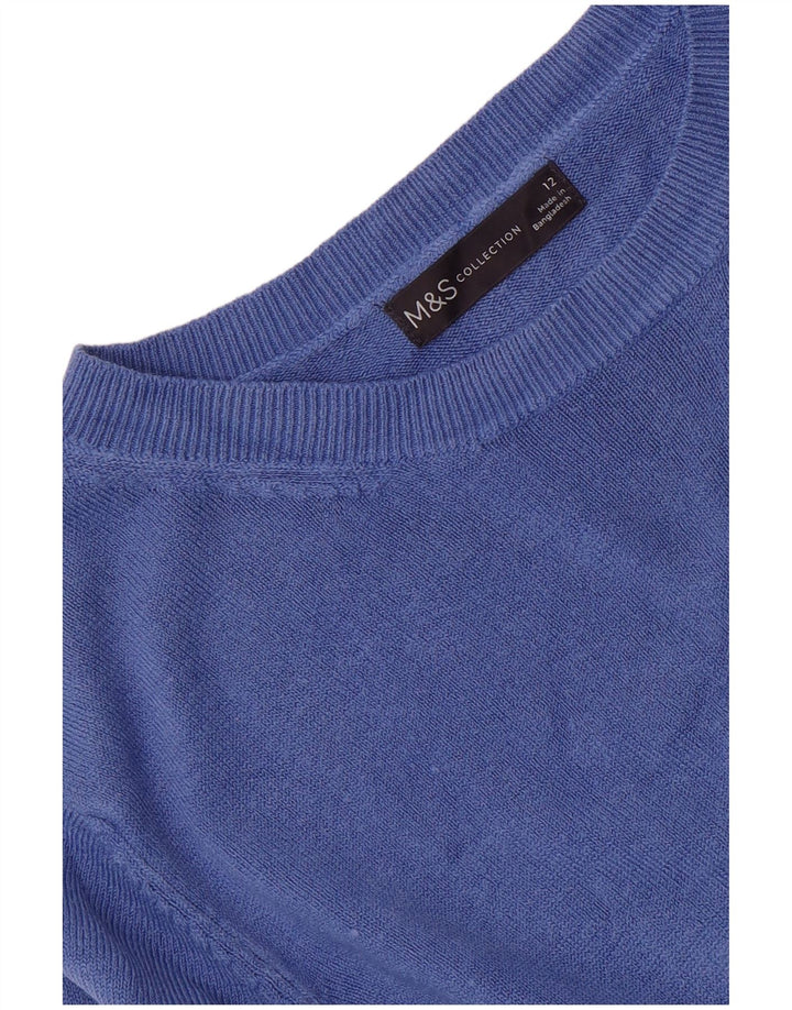 Marks & Spencer Dame Boat Neck Jumper Sweater UK 12 Medium Blue