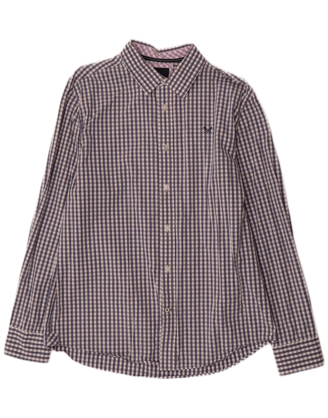 Crew Clothing Herre Classic Fit Shirt Large Navy Blue Gingham Cotton