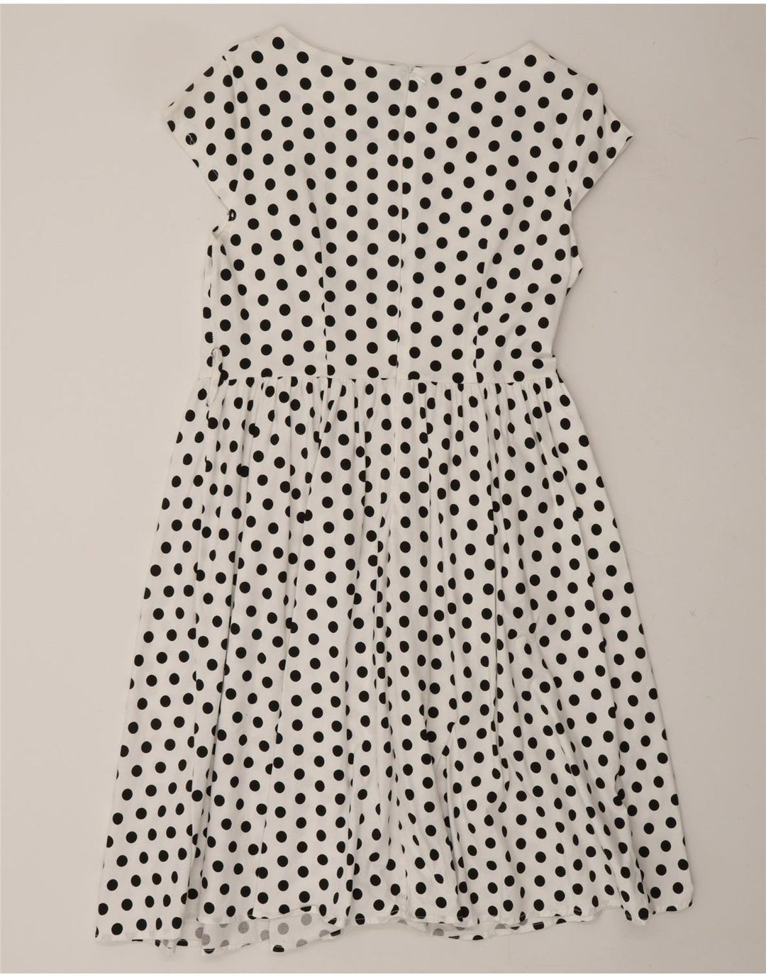 VINTAGE Womens A-Line Dress UK 10 Small White Polka Dot Vintage Vintage and Second-Hand Vintage from Messina Hembry 