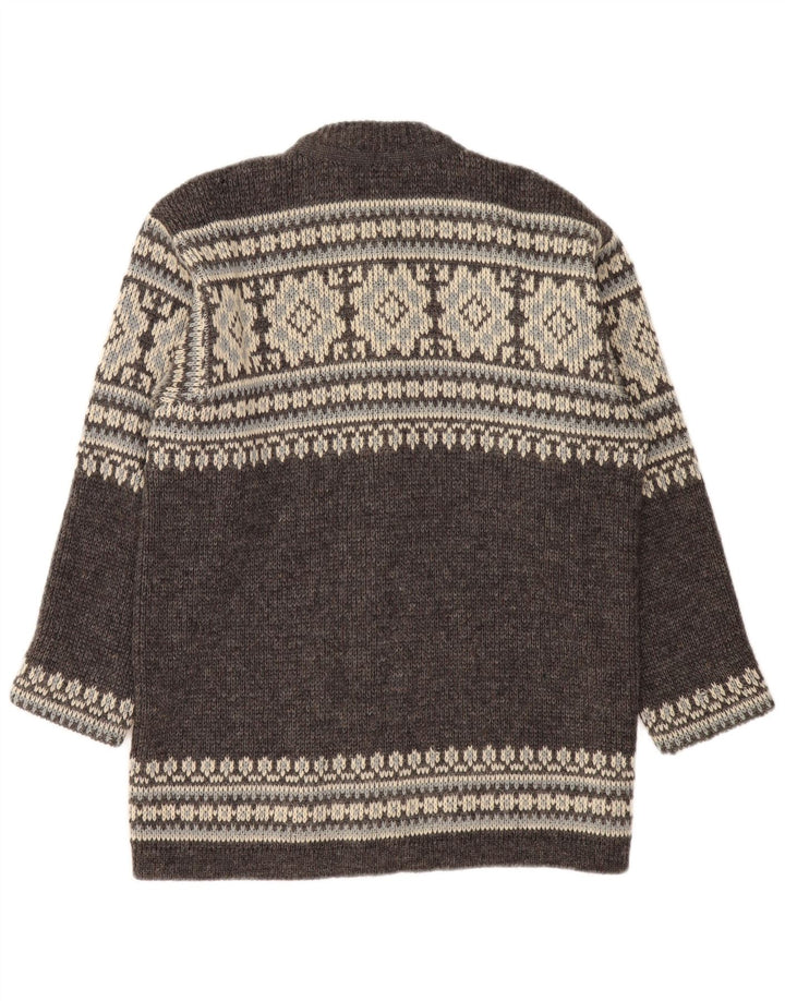 NORDSTRIKK Herre Cardigan Sweater Small Grey Fair Isle Virgin Wool