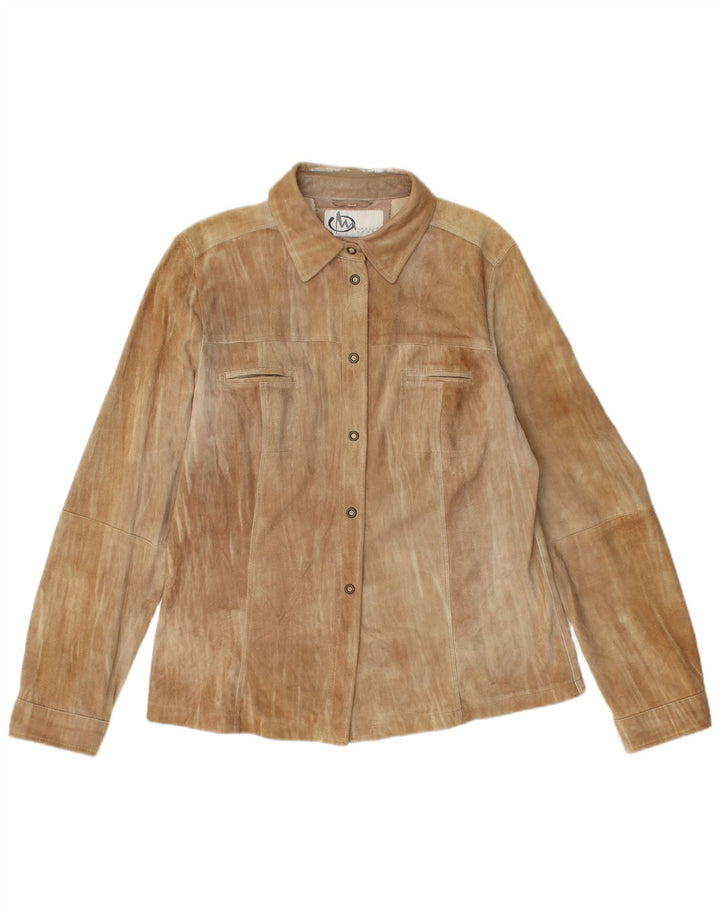 Marella ruskindsskjorte til kvinder UK 16 Stor brunt læder