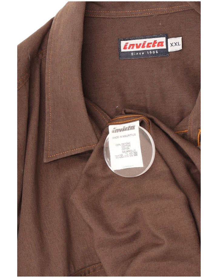 Invicta herreskjorte 2XL brun bomuld