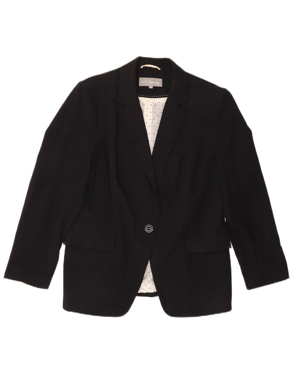 Marks & Spencer Dame 1-knaps blazerjakke UK 16 Stor sort polyester