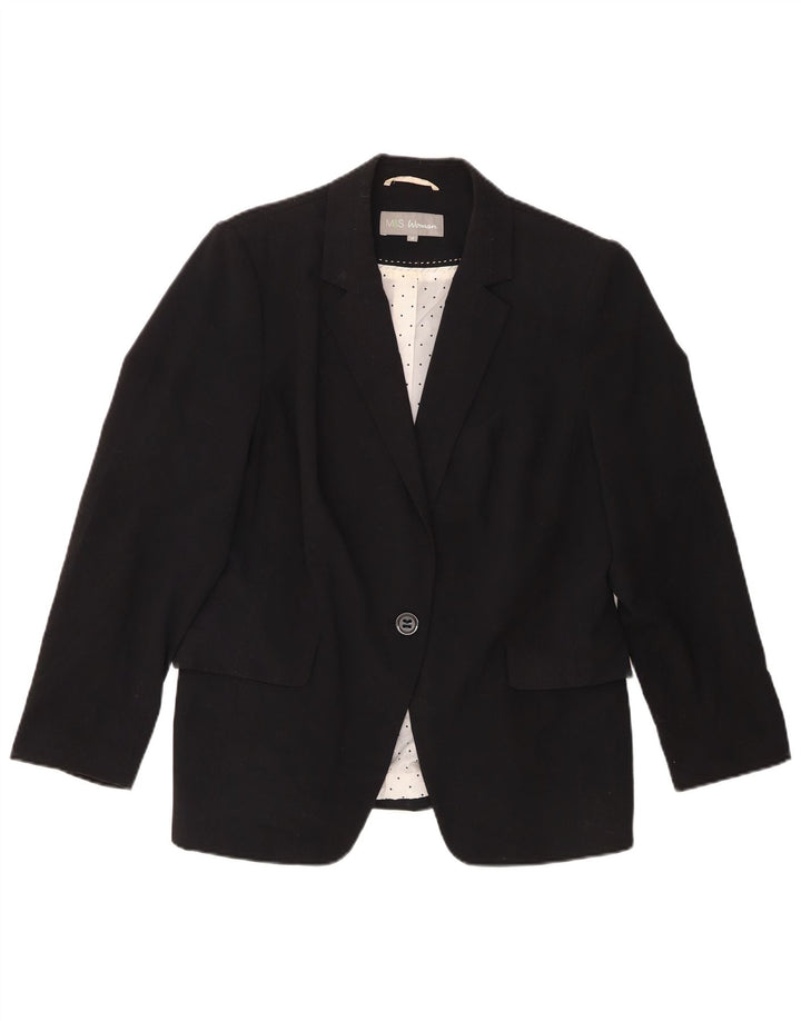 Marks & Spencer Dame 1-knaps blazerjakke UK 16 Stor sort polyester
