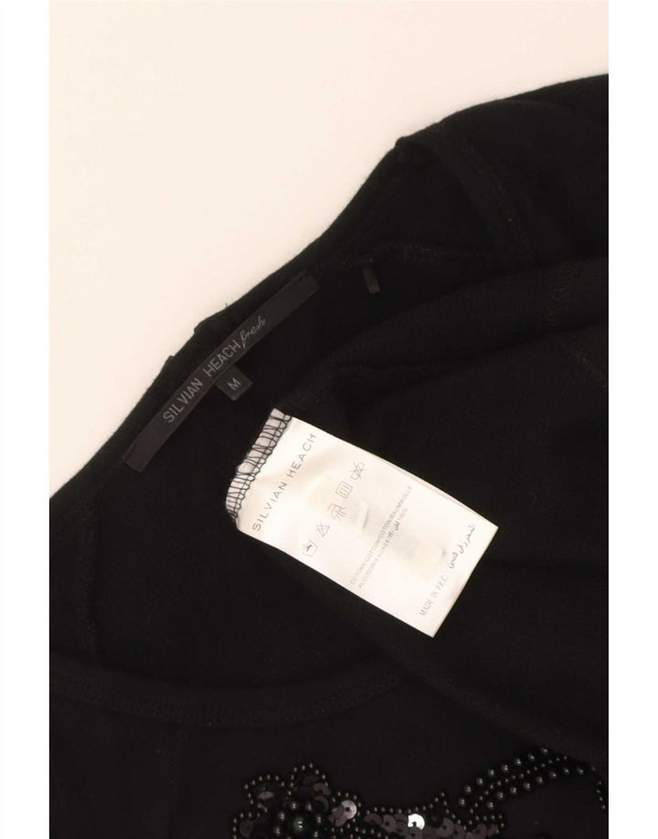 Silvian Heach Dame Grafisk Top Langærmet UK 12 Medium Sort Bomuld