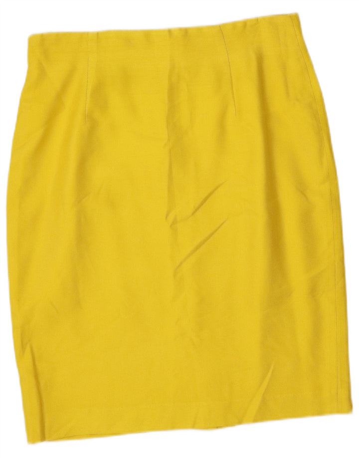 Vintage kvinders 4 knap 2 stykke nederdel sæt IT 46 Large W32 gul silke