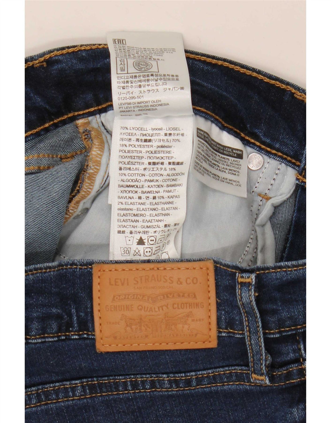 Levi's Womens 724 Højtaljede lige jeans W29 L28 Blå Lyocell