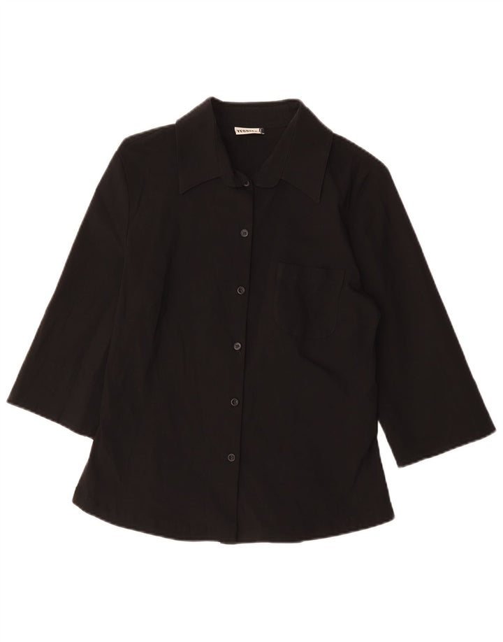 YESSICA skjortebluse med 3/4 ærmer til kvinder EU 38 Medium Sort viskose