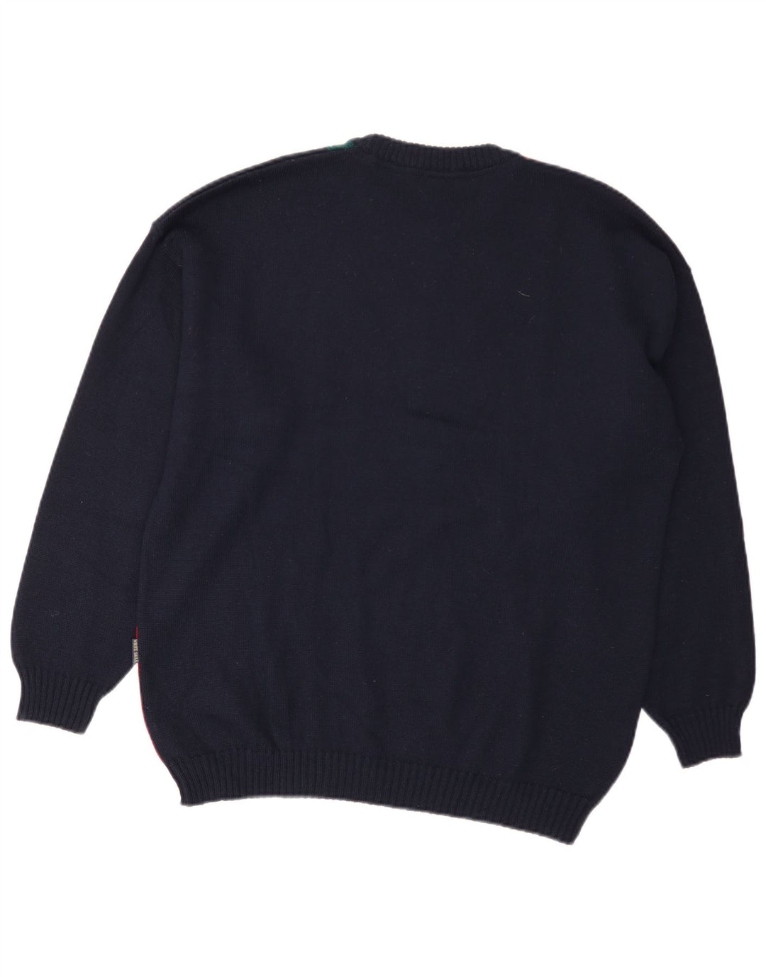 Hvide Sejl Herre Crew Neck Jumper Sweater Large Navy Blue Colourblock Uld