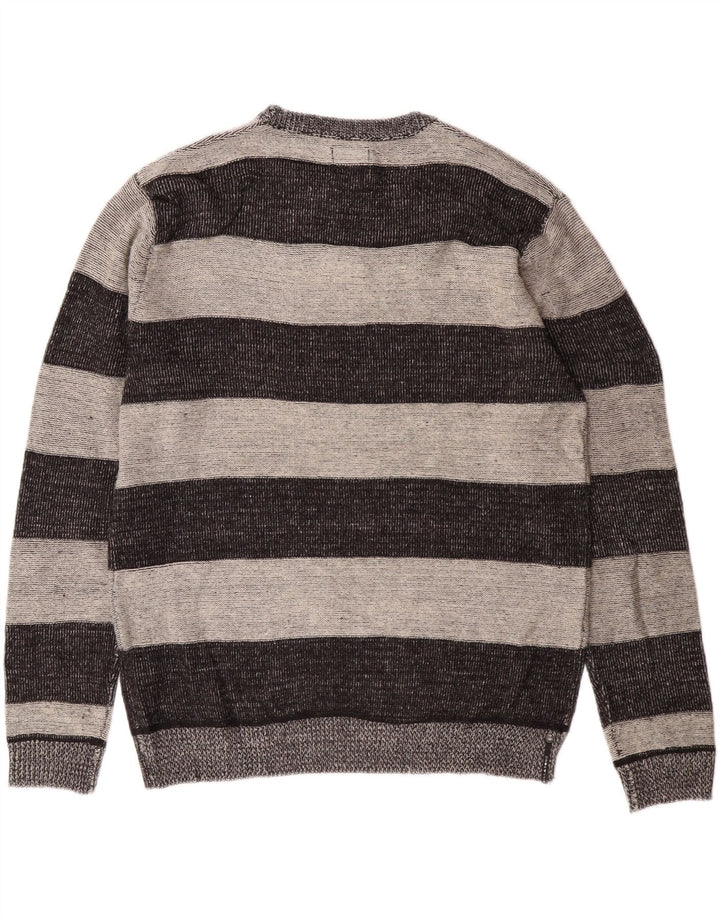 Billabong Herre Crew Neck Jumper Sweater stor grå stribet akryl