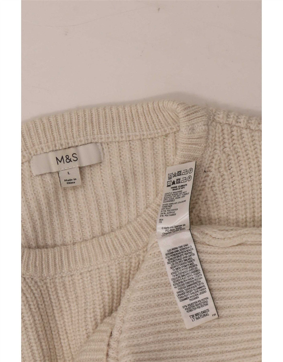Marks & Spencer Dame sweater med rund hals DK 16 Stor Off White