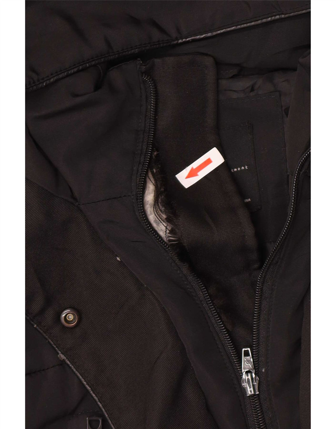 Zara Dame Hætte Polstret Frakke UK 14 Medium Sort