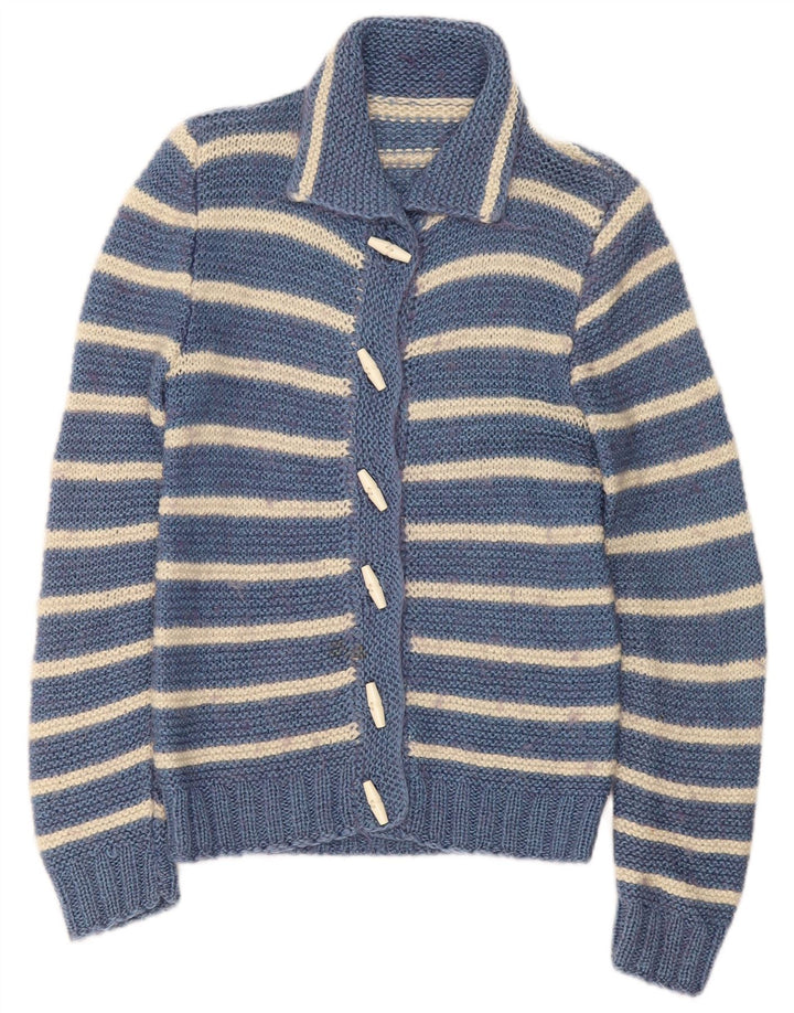Vintage dame cardigan sweater UK 10 Lille blå stribet