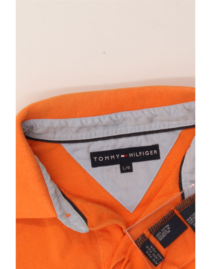 TOMMY HILFIGER Mens Polo Shirt Large Orange Cotton Vintage Tommy Hilfiger and Second-Hand Tommy Hilfiger from Messina Hembry 