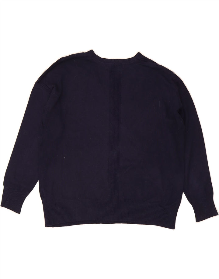 JOHN LEWIS Womens V-Neck Jumper Sweater UK 12 Medium  Navy Blue Viscose Vintage John Lewis and Second-Hand John Lewis from Messina Hembry 