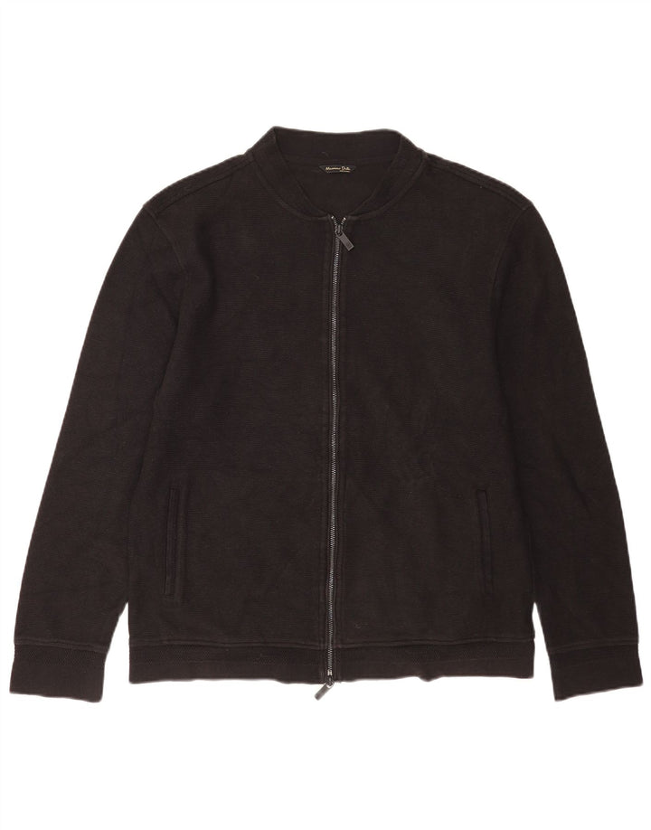 Massimo Dutti Herre Cardigan Sweater Stor Sort Bomuld