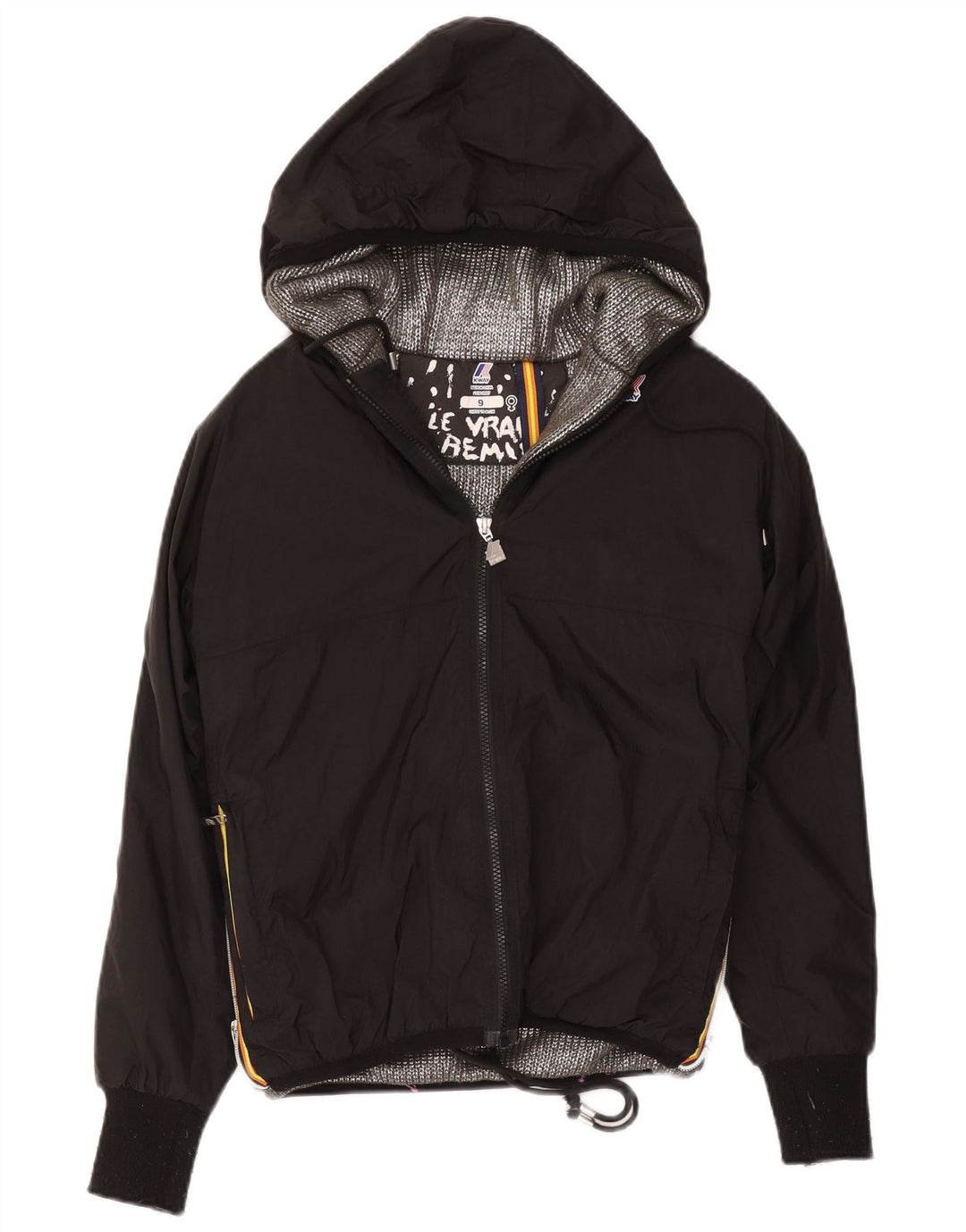 K-Way Pige Hooded Windbreaker Coat 8-9 År Sort Polyester
