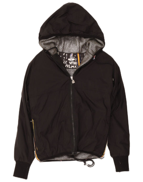 K-Way Pige Hooded Windbreaker Coat 8-9 År Sort Polyester