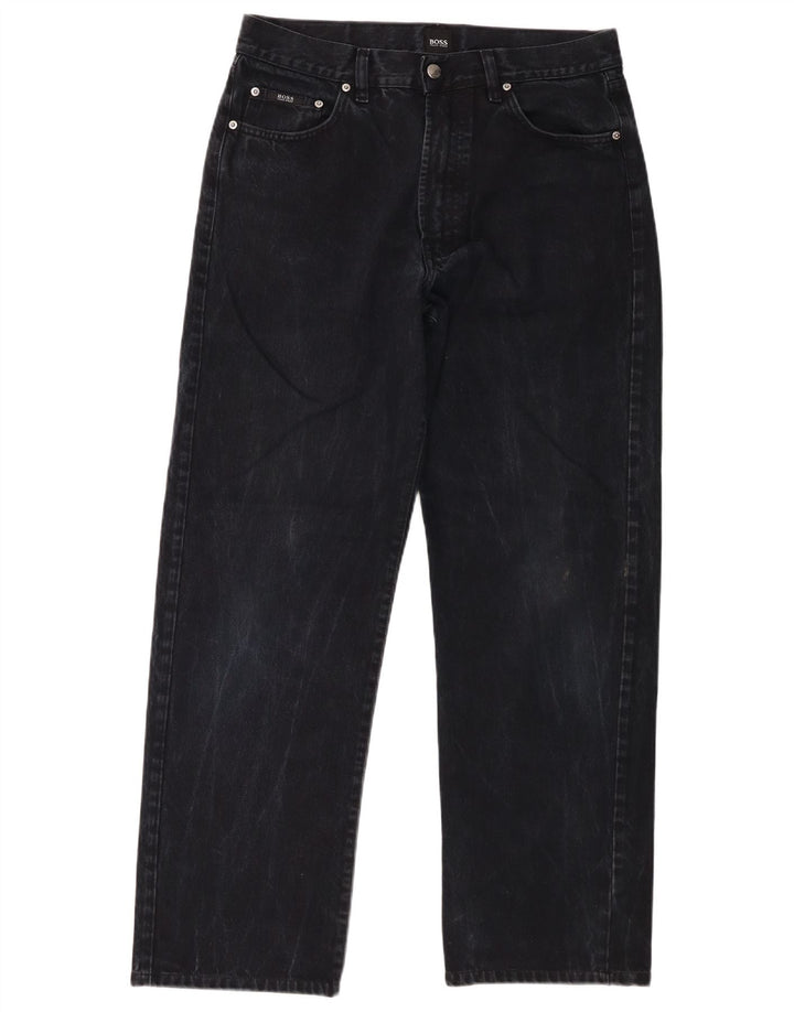 Hugo Boss Straight Jeans til mænd W34 L30 Sort bomuld