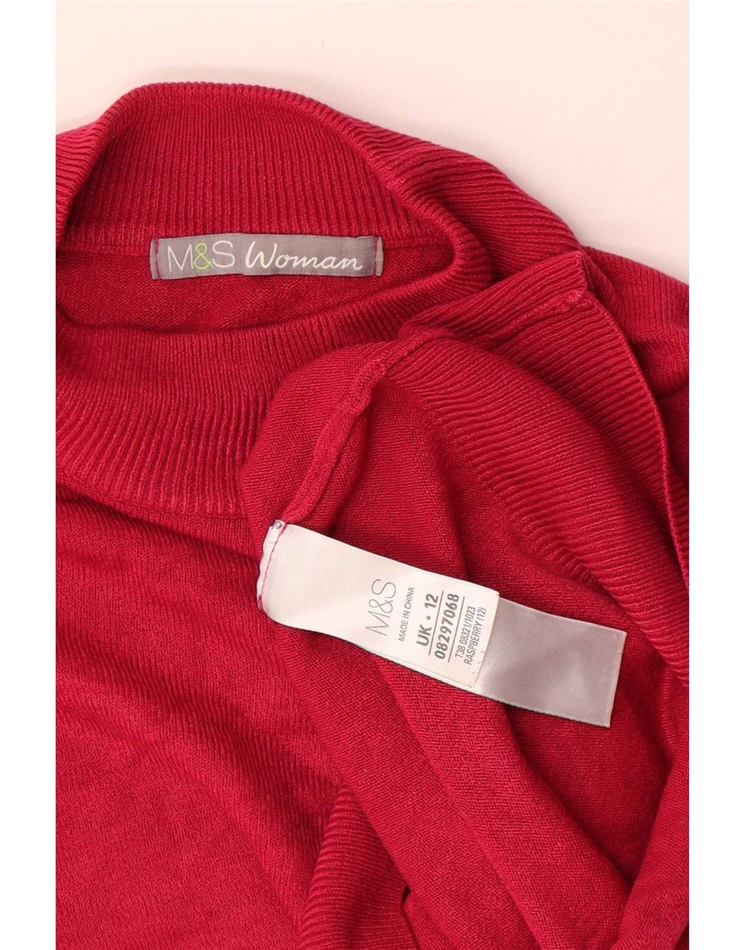 Marks & Spencer Dame Turtle Neck Jumper Sweater UK 12 Medium Rød Akryl