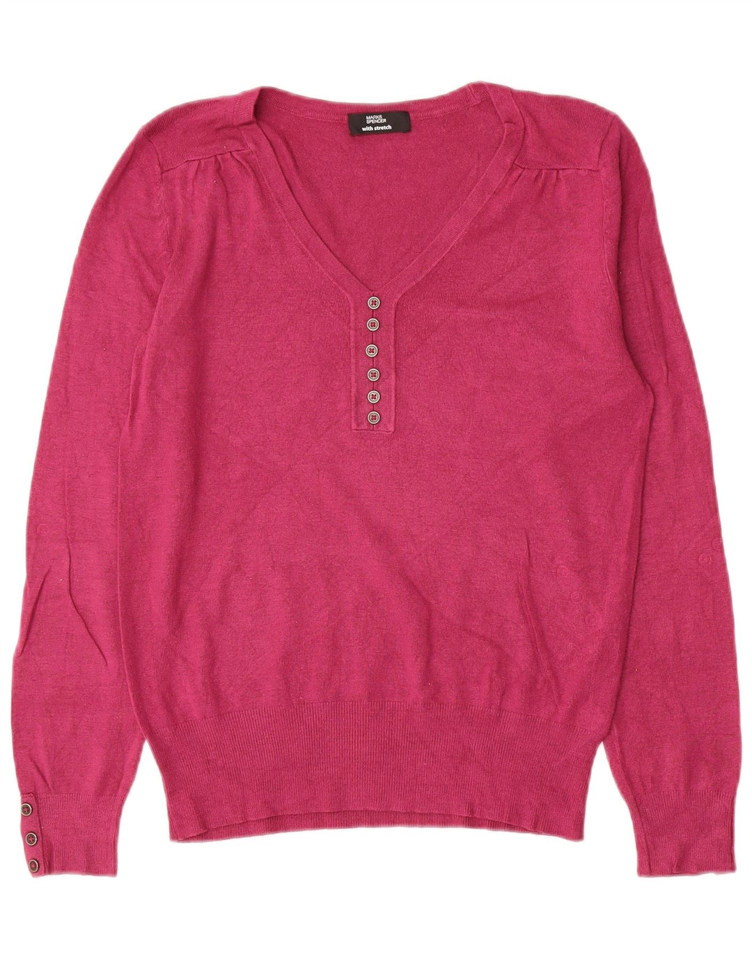 Marks & Spencer Dame V-hals sweater UK 14 Medium Pink