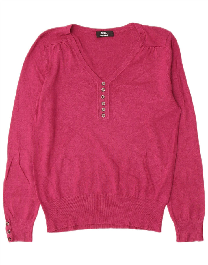 Marks & Spencer Dame V-hals sweater UK 14 Medium Pink