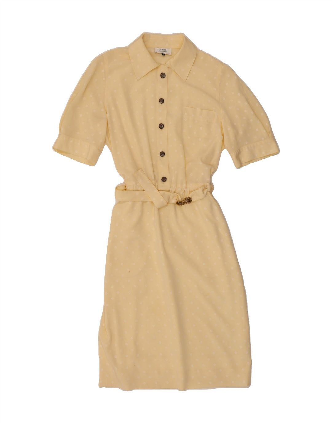 VINTAGE Womens Shirt Dress EU 38 Medium Yellow Polka Dot Vintage Vintage and Second-Hand Vintage from Messina Hembry 