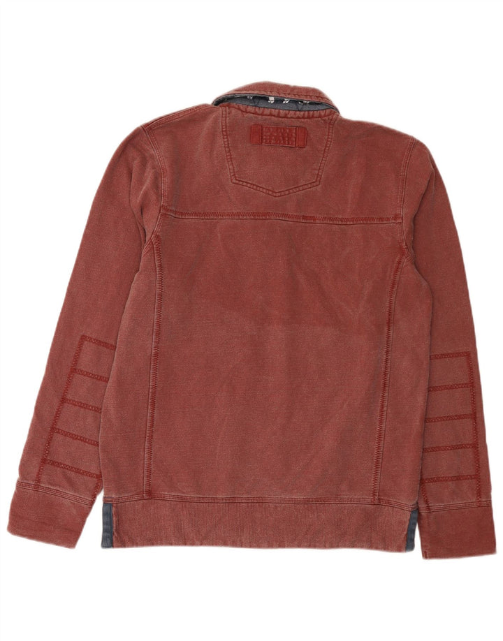Fat Face Herre Polo Neck Sweatshirt Jumper Lille Rød Bomuld