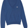 Dsquared2 Dame V-hals sweater UK 12 Medium Blue Silk