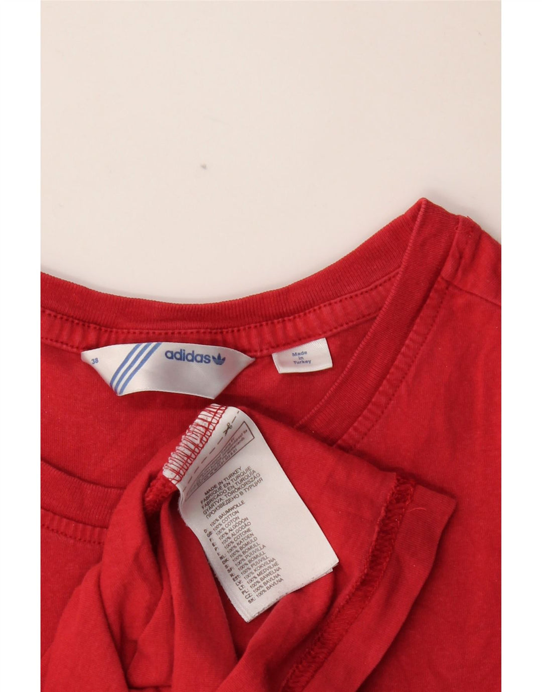 ADIDAS Grafisk T-shirt top til kvinder IT 38 Lille rød bomuld