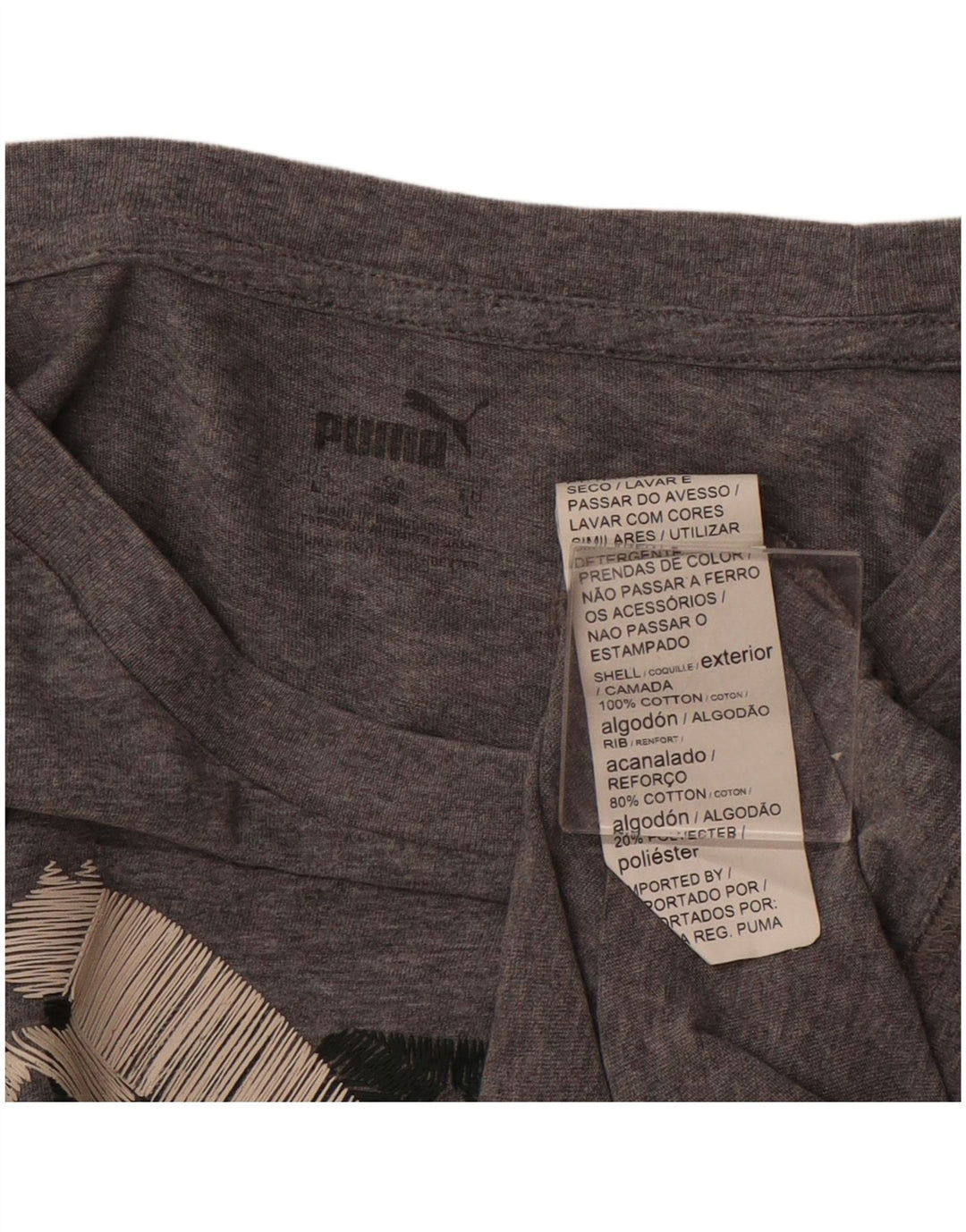 PUMA Grafisk T-shirt top til kvinder DK 16 Stor grå bomuld