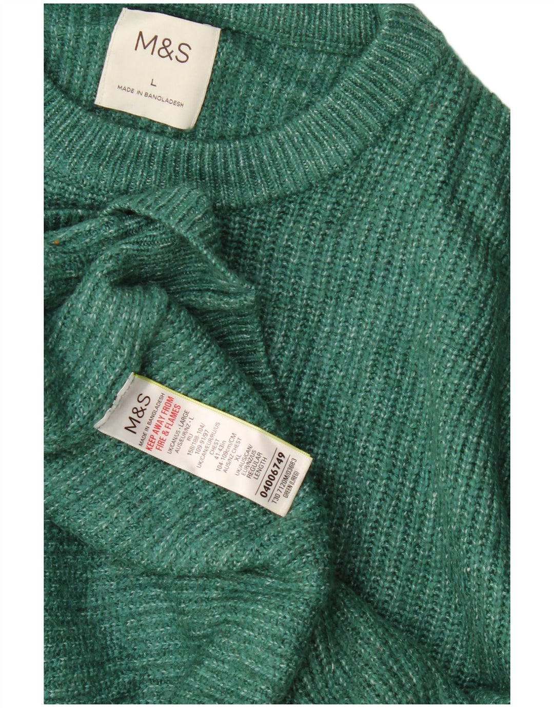 Marks & Spencer Herre sweater med rund hals, stor grøn polyamid