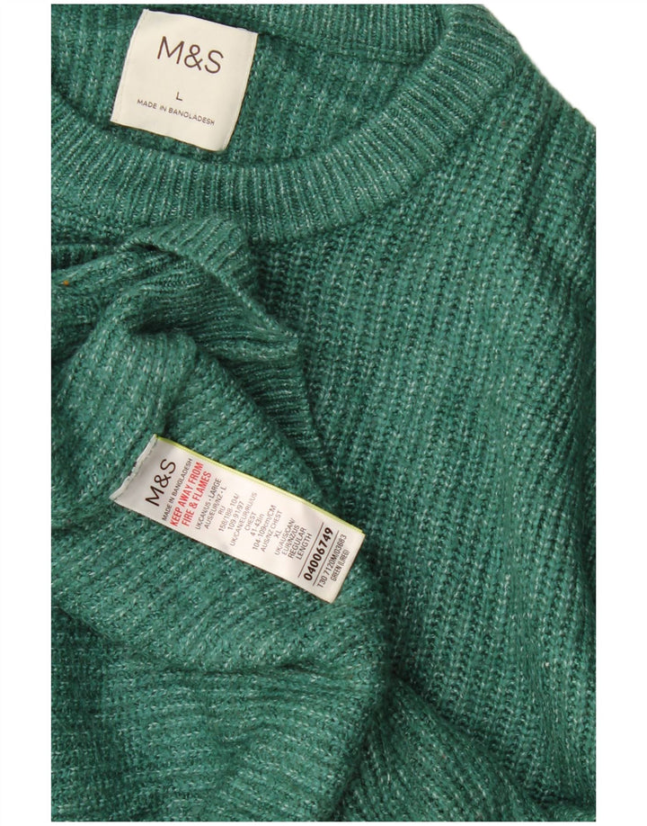 Marks & Spencer Herre sweater med rund hals, stor grøn polyamid