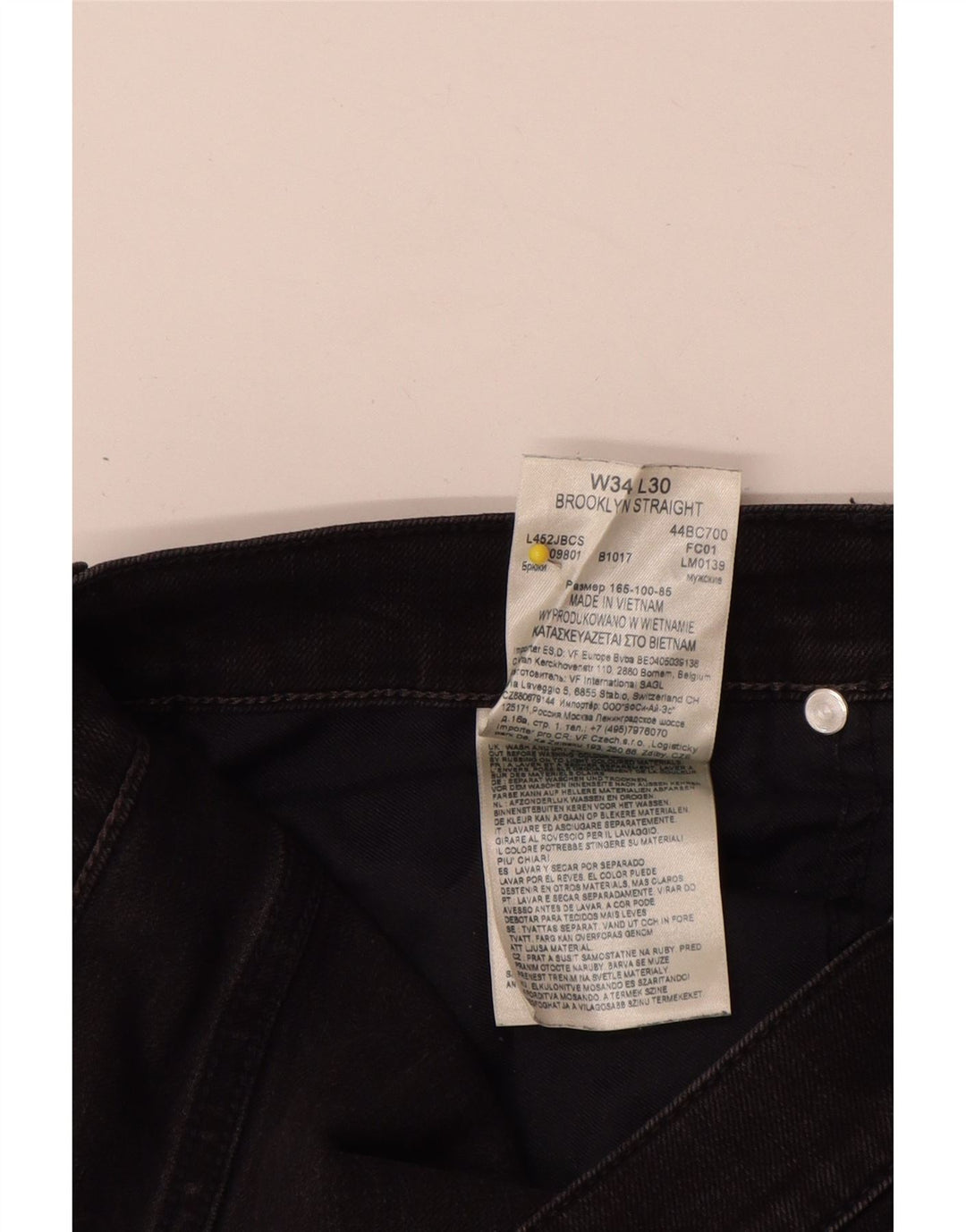 Lee Mens Brooklyn Straight Jeans W34 L30 Sort Bomuld