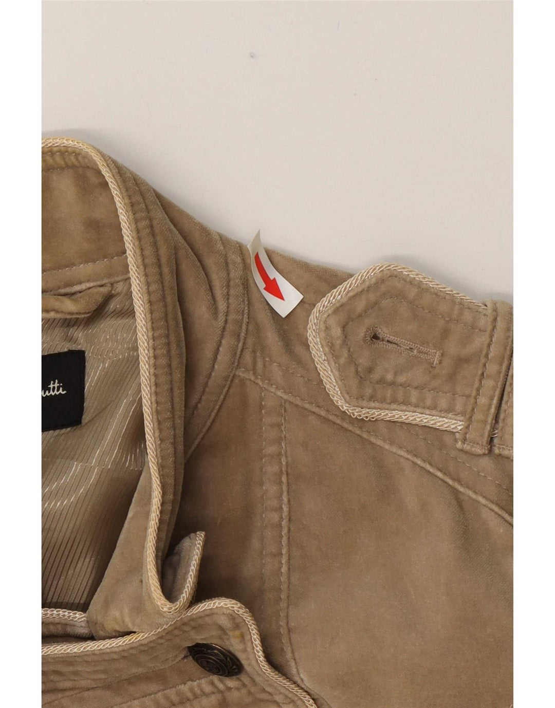 Massimo Dutti Dame Dobbeltradet Military Blazer Jacket UK 18 XL Beige