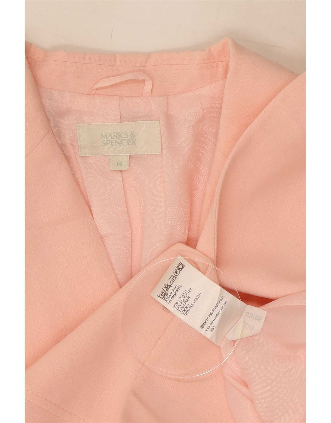 Marks & Spencer Dame 2 Button Blazer Jacket UK 14 Large Pink Lyocell
