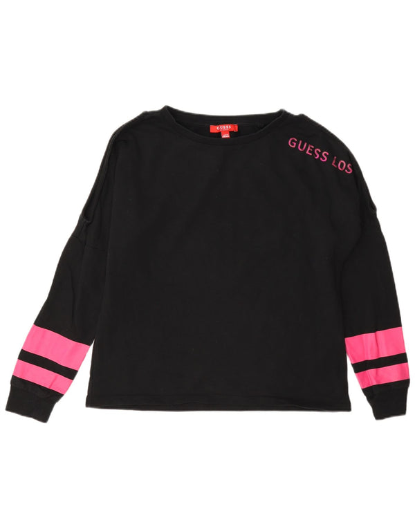Guess Grafisk Oversized Sweatshirt Jumper til kvinder UK 4 XS Sort Colourblock
